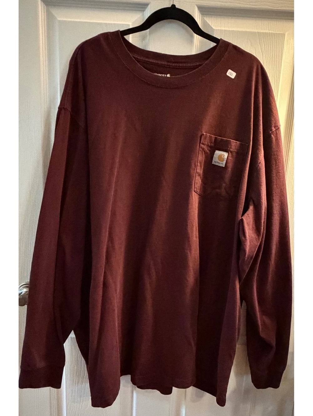Carhartt Men's 3XL Loose Fit Long Sleeve Pocket T-Shirt Burgundy